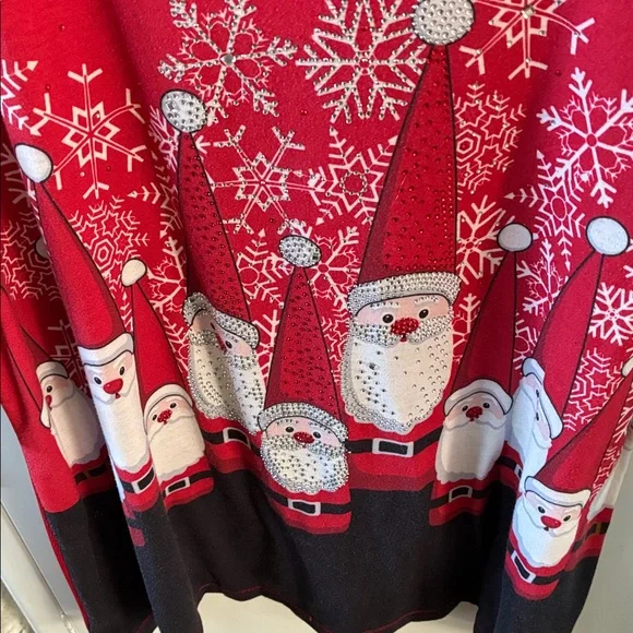 Onque Casual sz 2X Red Santa Claus V-Neck Top euc - Picture 2 of 6